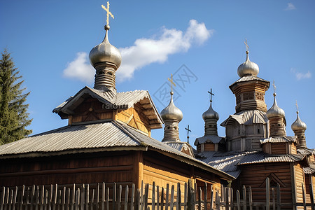 木制教堂乌克兰教会高清图片