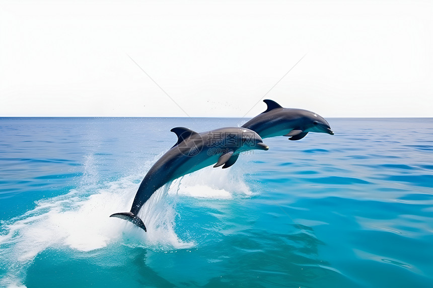 海洋中两只海豚图片