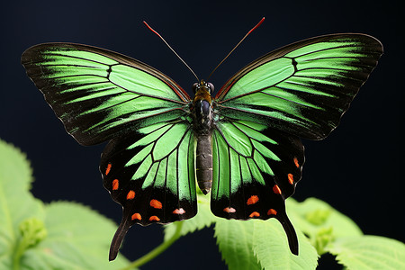 翠绿色的蝴蝶背景图片