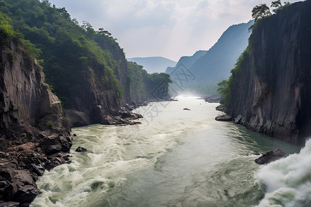 峡谷中的急流背景图片