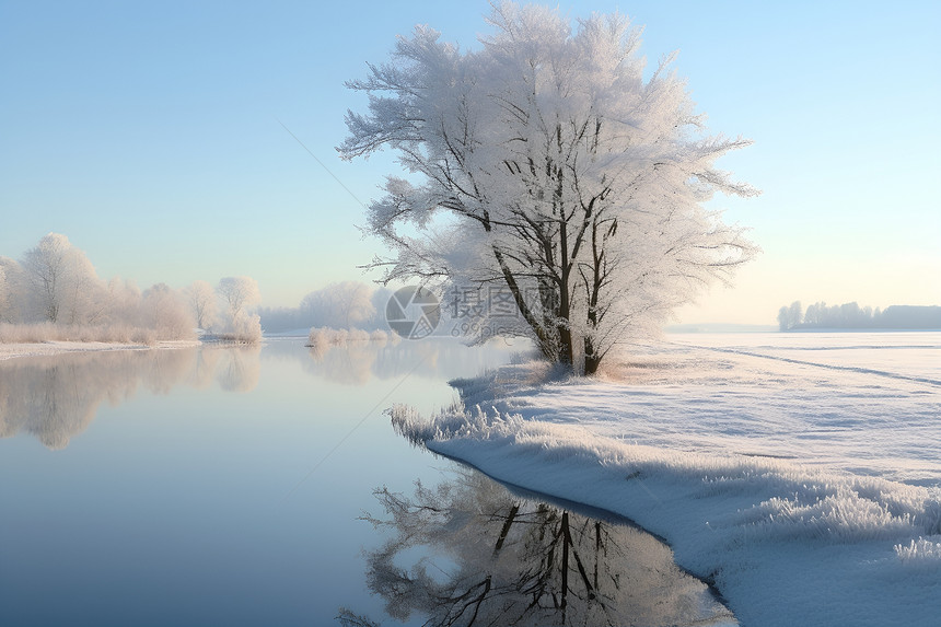 冬日的孤树图片
