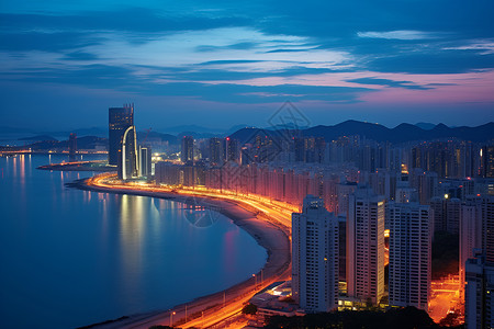 夜幕天空夜幕下的城市背景