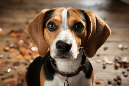 快乐小猎犬凝视猎犬高清图片