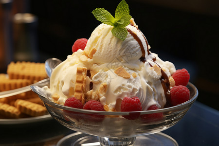 树莓口味冰淇淋背景图片