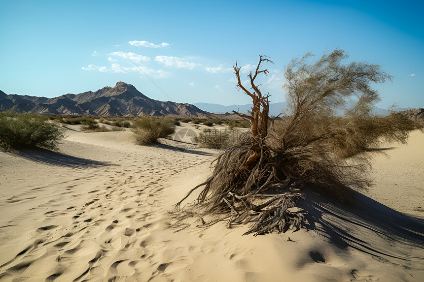 大漠孤独的树图片