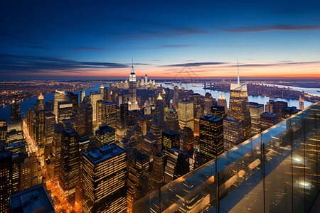 城市夜景中的高楼大厦背景图片