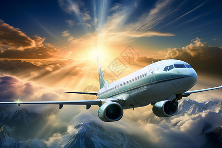 翱翔在天空的飞机背景图片
