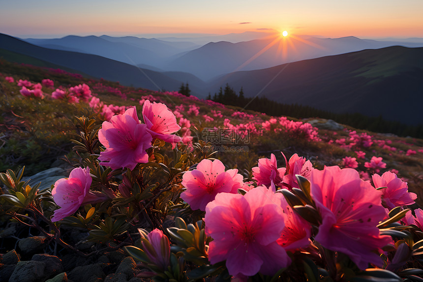 山坡中的花朵图片