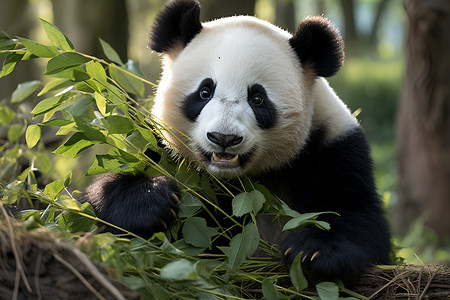 森林中的小熊猫背景图片