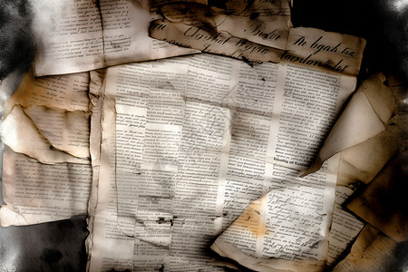 堆叠的复古报纸高清图片