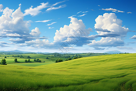 蓝天白云下的美景背景图片