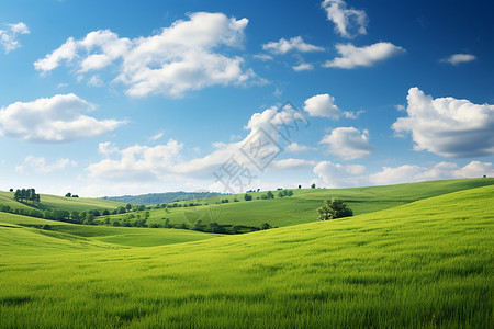蓝天绿草素材青青绿野间的美景背景