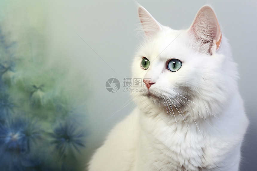 一只可爱的白猫图片