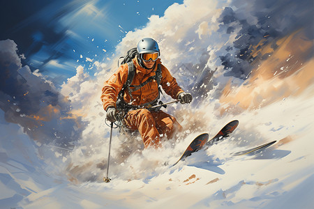 男人滑雪滑雪运动员插画