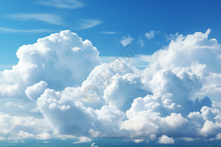 积云和蓝天天空中的云朵背景
