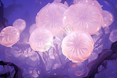 拌海蜇紫色的花朵插画
