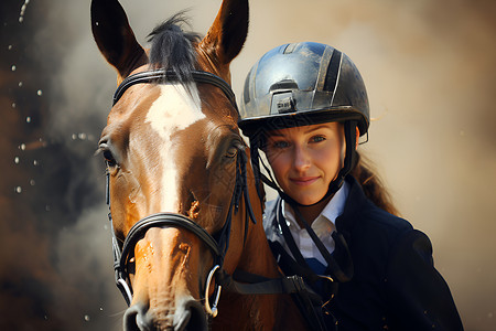 女士和赛马动物骑术高清图片