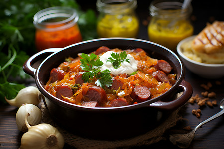 肉炖菜传统的匈牙利午餐背景