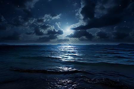 月光海面月光洒满海面背景
