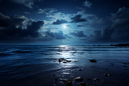月光倾洒海洋背景图片