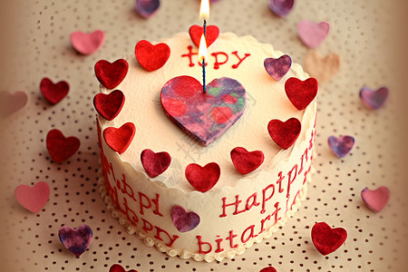 甜蜜的生日爱心蛋糕素材高清图片