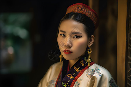 穿着传统中国服装的女人背景图片