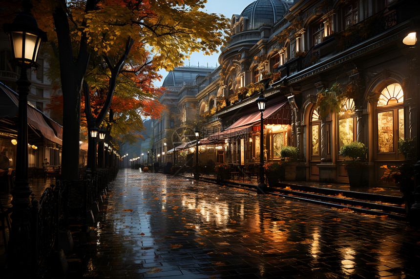 雨后的城市街道图片