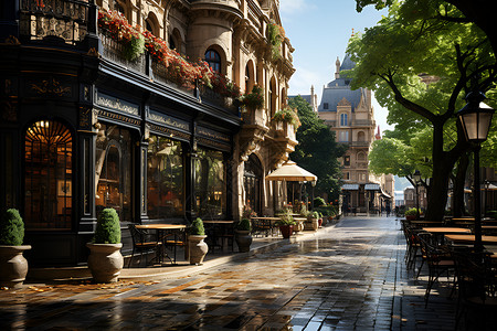 古典城市街道背景图片