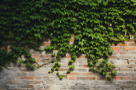 爬藤植物墙壁上的爬藤背景