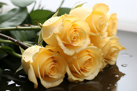 黄色玫瑰的花束背景图片