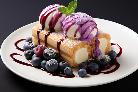 冰淇淋蛋糕甜蜜蓝莓蛋糕背景