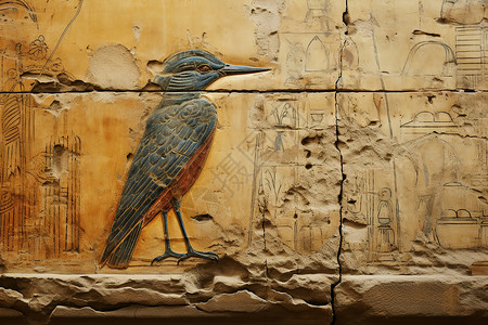 绘有鸟的墙壁艺术背景图片