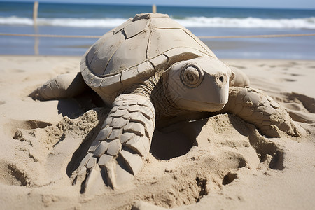 沙滩上的海龟艺术背景图片