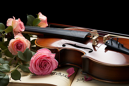 音符与玫瑰背景图片
