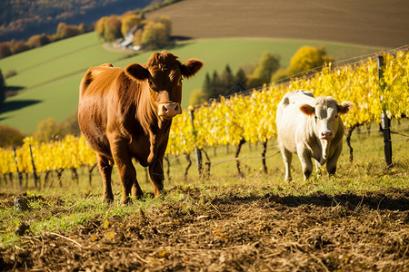 农田牧场上的奶牛背景图片