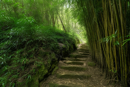 竹林石径背景图片