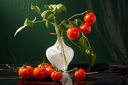 花瓶中的番茄背景图片