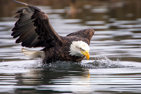 水面捕食的鹰背景图片