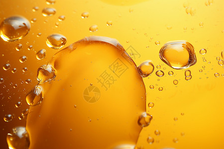气泡透明素材金黄的液体气泡背景背景