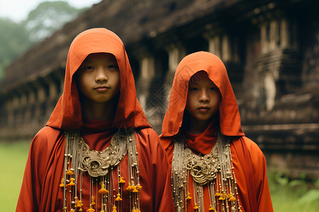 穿着复古服装的人物背景图片