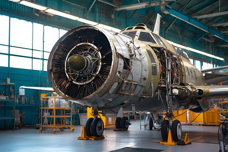 发动机制造修复的航空飞机背景