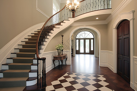 奢华别墅的楼梯背景图片