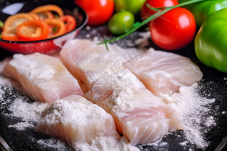 腌制的美味鱼肉背景图片