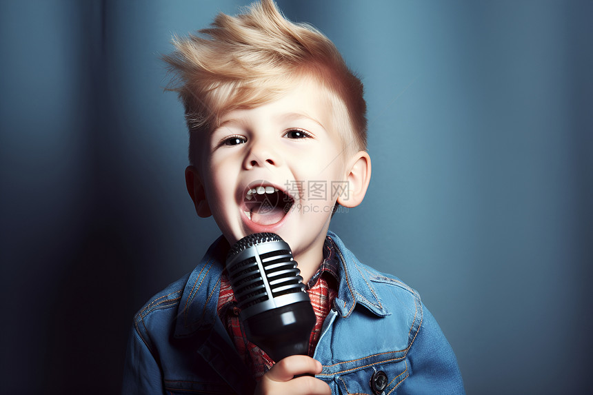 歌唱表演的小男孩图片