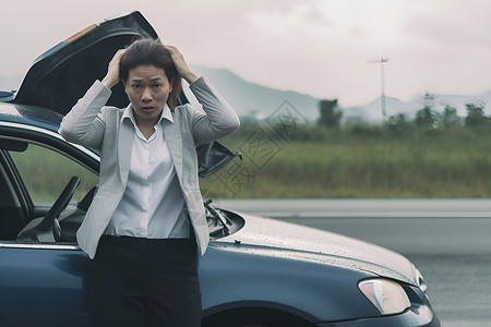 双手抱头的女人背景图片