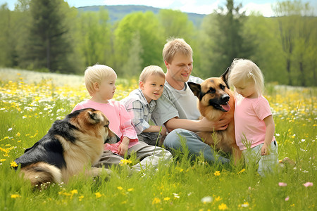 家人与宠物背景图片