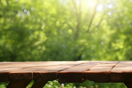森林中的桌子背景图片