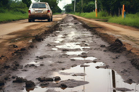 泥泞小路背景图片