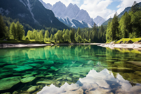 清澈见底的湖水湖水清澈见底背景