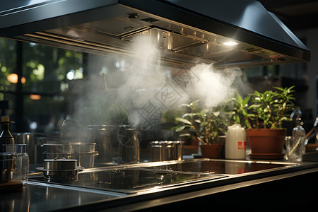 滤网高效性能的厨房油烟机背景